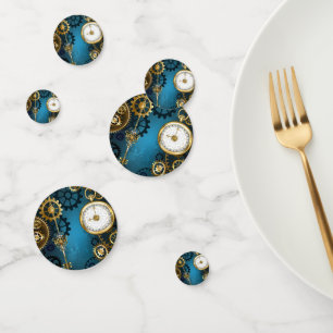 Confettis Steampunk Arrière - plan turquoise avec Gears