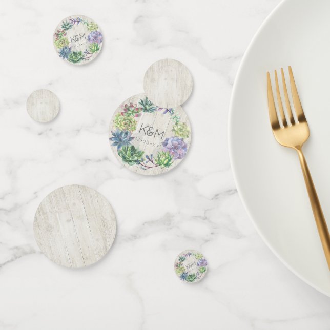 Confettis Succulents et Mariage de bois rustique ID515 (Groupe)