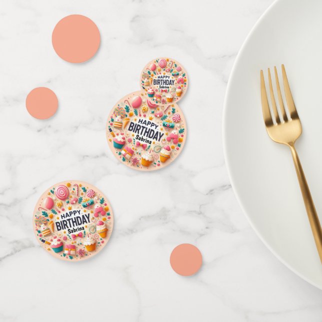 Confettis Sucette et Cupcake de Candyland Joyeux Anniversair (Groupe)