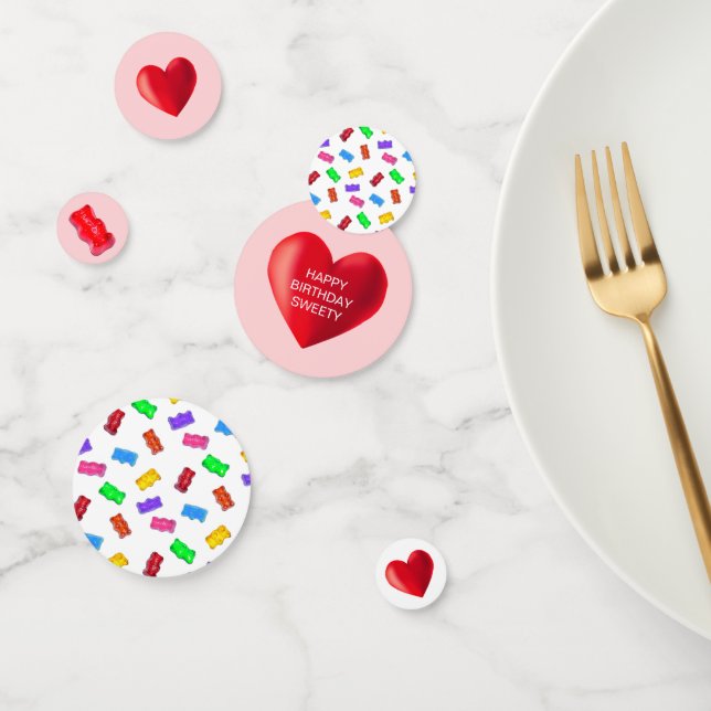 Confettis Sucreries et cœurs multicolores (Groupe)