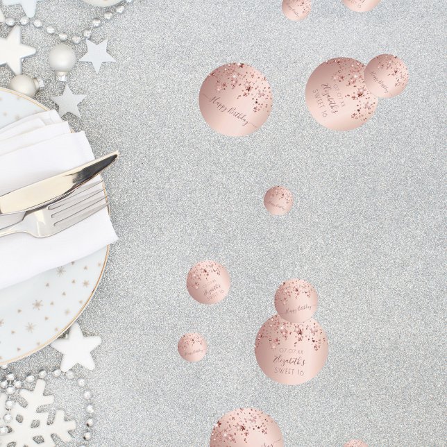 Confettis Sweet 16 16e anniversaire rose or rose étoiles gla (Créateur téléchargé)