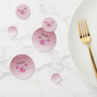 Confettis Sweet 16 Rose Anniversaire Personnalisé