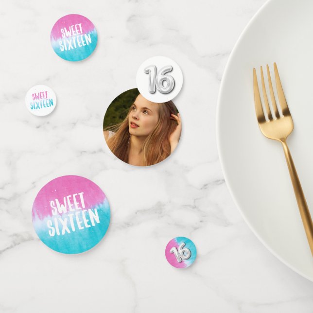 Confettis Sweet sixteen Photo Tie Dye Anniversaire (Groupe)
