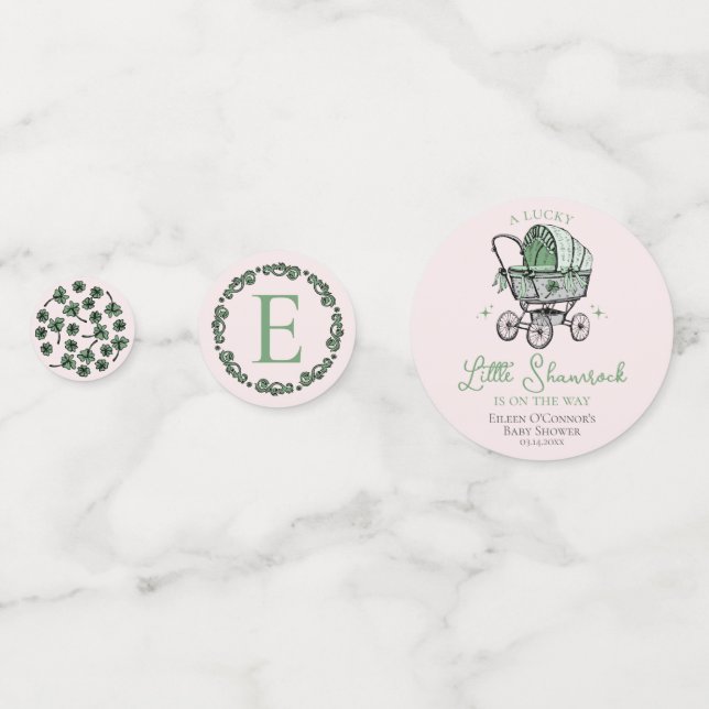 Confettis Table de Baby shower rose et vert (Derrière)