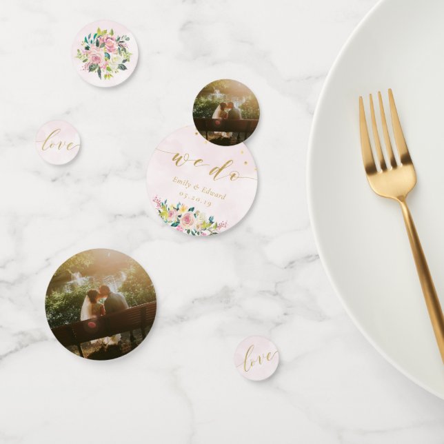 Confettis Table de mariage personnalisée Fleurs rose rose (Groupe)