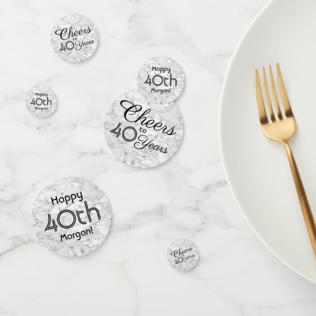 Confettis Table en faux marbre blanc pour anniversaire (Groupe)