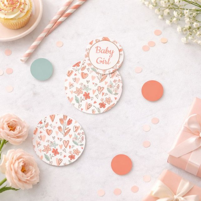 Confettis Table Fille Bébé Cœur Floral (Créateur téléchargé)
