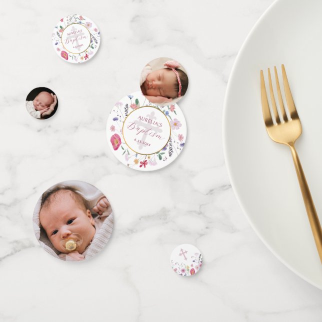 Confettis Table fleur sauvage de baptême circulaire (Groupe)