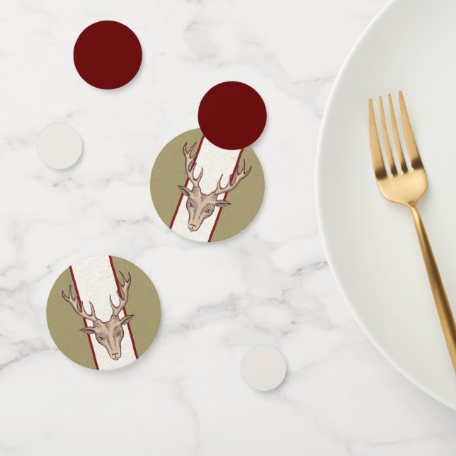 Confettis Tête de cerf mâle Brown Gros Antlers Tan Rouge Bla (Groupe)