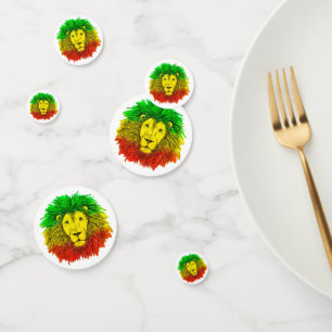 Confettis Tête de lion rasta rouge jaune vert dessin Jamaïqu
