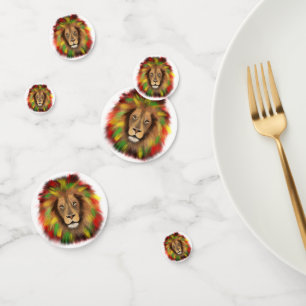 Confettis Tête de lion rasta rouge jaune vert dessin Jamaïqu
