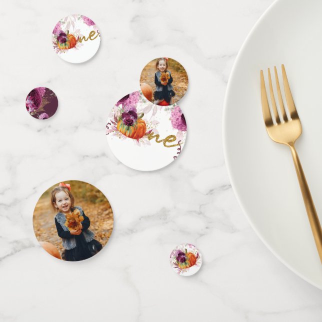 Confettis Thanksgiving First Birthday Burgundy Photo (Groupe)