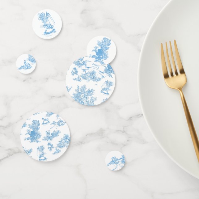 Confettis Toile bleue et blanche de Jouy Baby shower (Groupe)