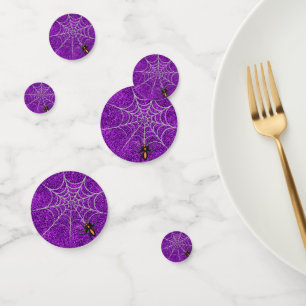 Confettis Toiles d'araignées effrayantes et paillettes viole