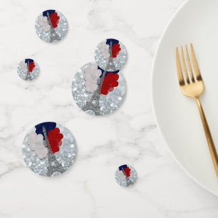 Confettis Tour Eiffel Pailleté Argent Rouge Blanc Bleu Fête