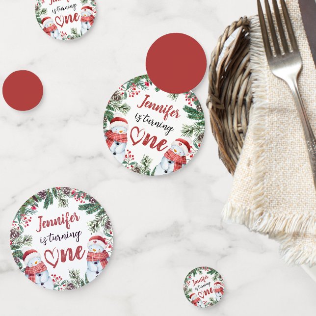 Confettis Tourne-en un | Snowman Noël 1er anniversaire (Créateur téléchargé)