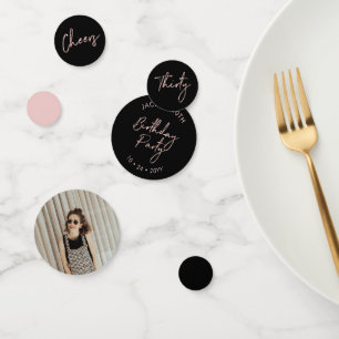 Confettis Trente Moderne 30e anniversaire or rose et noir