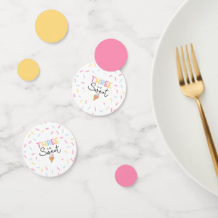 Confettis Trois est tellement sucré crème glacée 3e fête d'a