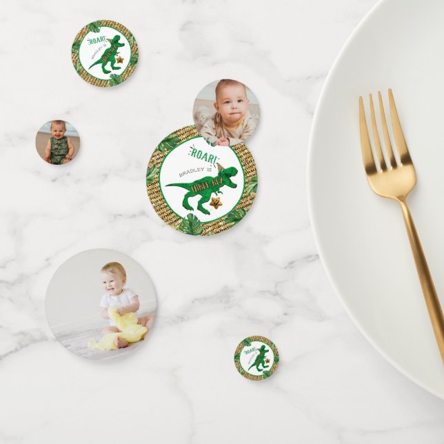 Confettis Trois Rex Dinosaur 3ème anniversaire de fête Photo (Groupe)