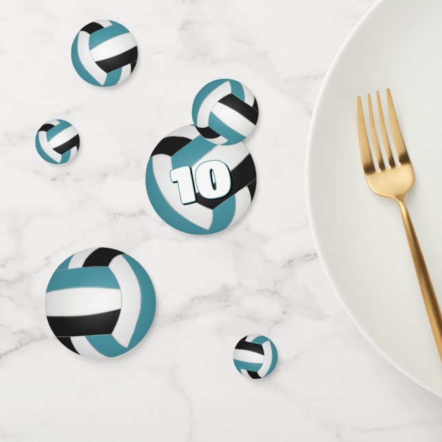 Confettis turquoise équipe noire couleurs enfants volley-bal (Groupe)