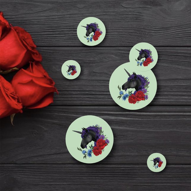 Confettis Unicorne noire violet Fleurs de Sage Rouge (Créateur téléchargé)
