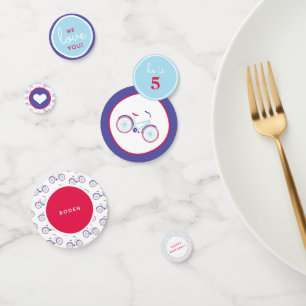 Confettis Vélo moderne en Fête Bleue et Rouge