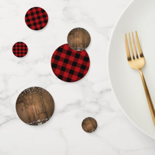 Confettis Vérificateurs à carreaux en bois rouge noir Buffal