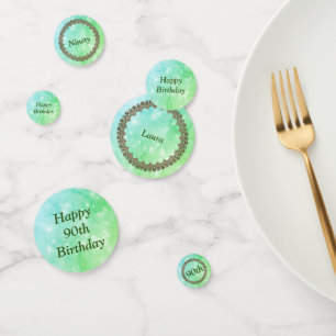 Confettis Vert brillant personnalisé Joyeux 90e anniversaire