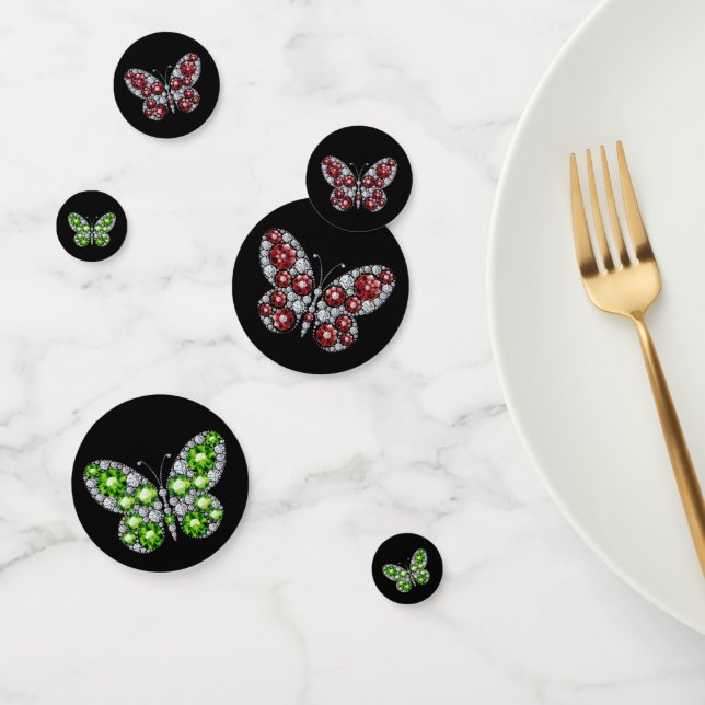 Confettis Vert émeraude et rubis pavés diamant (Groupe)