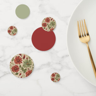 Confettis Vert sauge rustique et floral automnal rouge burgu