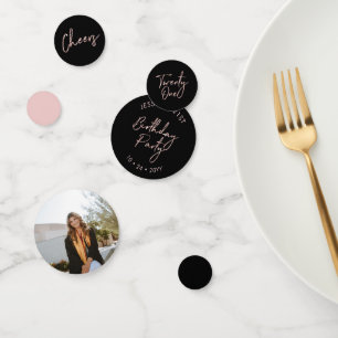 Confettis Vingt et un Rose Gold & Black Moderne 21e Annivers