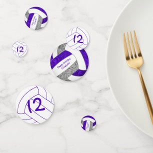 Confettis violet gris filles volleyball anniversaire sur mes