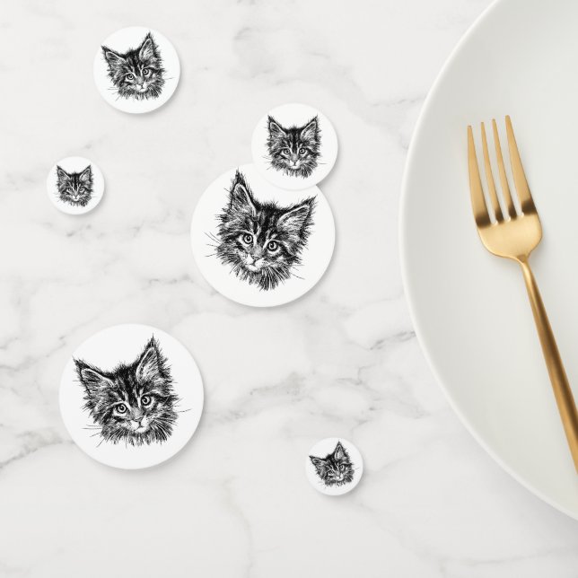 Confettis Visage de Kitten noir et blanc (Groupe)