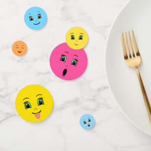 Confettis Visages heureux de fête Emoji mignons et élégants