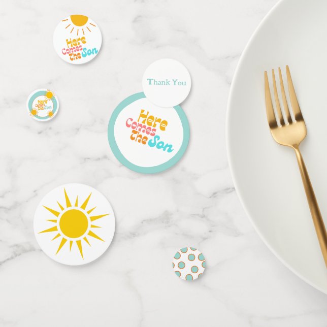 Confettis Voici le baby shower rétro Son (Groupe)