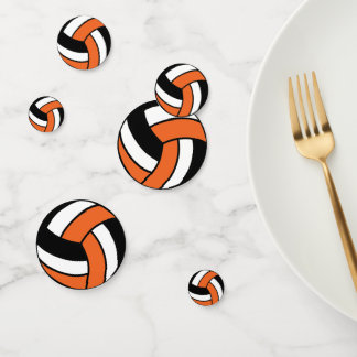 Confettis Volley-ball orange, noir et blanc