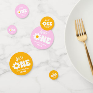 Confettis Wild One Rose White Daisy Retro 1er Anniversaire