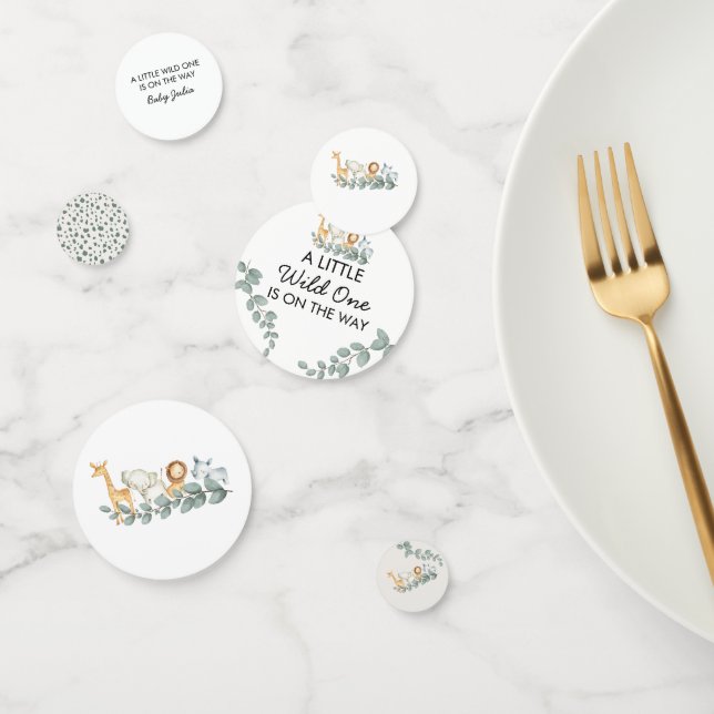 Confettis Zoo Animaux Baby shower Eléphant Lion Rhino (Groupe)