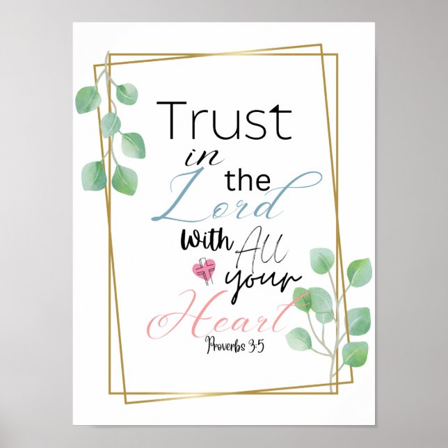 Confiance dans le Seigneur Proverbes 3:5 Poster (Devant)