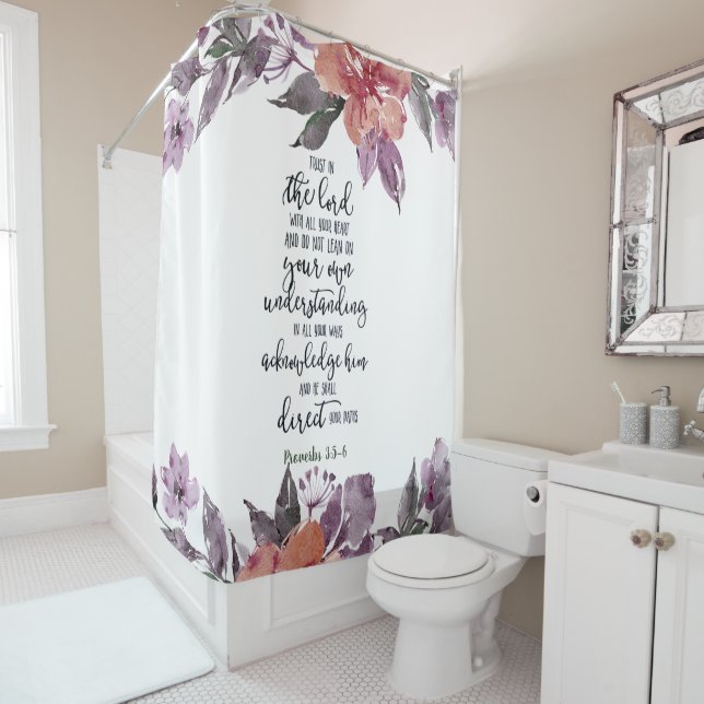 Confiance dans le Seigneur rideau de douche floral (En situation)
