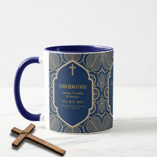 CONFIRMATION Adulte Cadeau Bleu Gold Male Mug