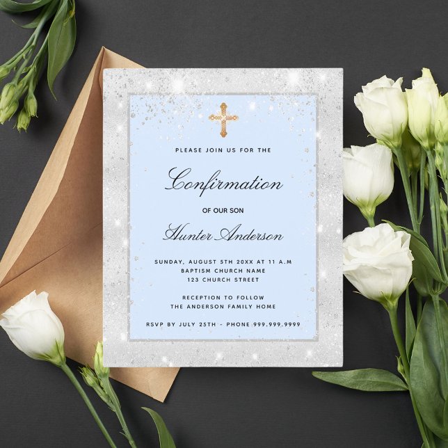 Confirmation budgétaire argent bleu parties scinti (Créateur téléchargé)