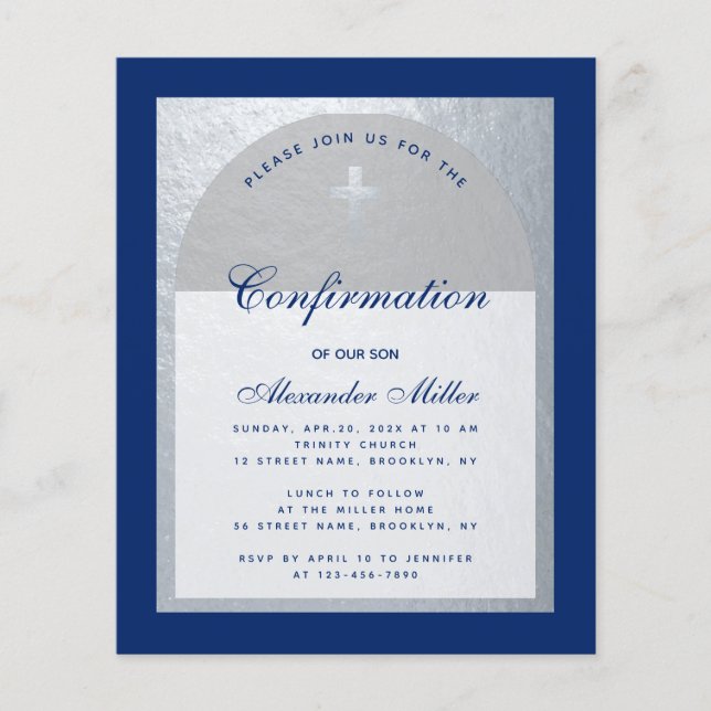 Confirmation du budget Royal Blue Silver Invitatio (Devant)