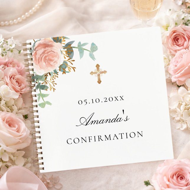 Confirmation du livre d'hôtes floral rose pâle (Créateur téléchargé)