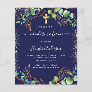 Confirmation eucalyptus vert invitation bleue