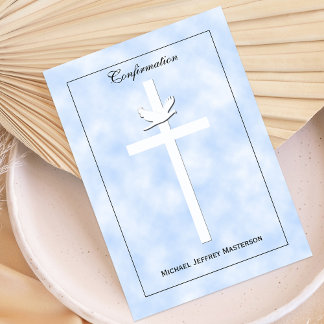 Confirmation Invitation Dove et Croix sur Invitati