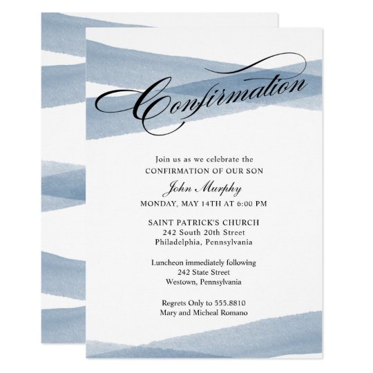 Confirmation Invitation Moderne Bleue D Aquarelle Zazzle Fr