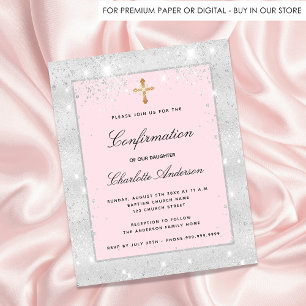 Confirmation parties scintillant rose argent invit