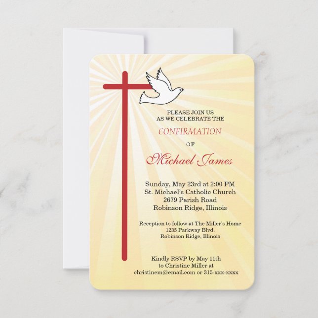 Confirmation pour Boy Cross Dove Golden Rays (Devant)