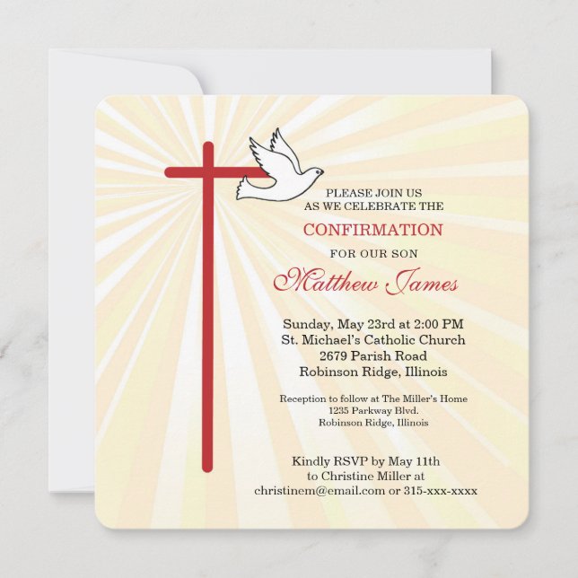 Confirmation pour Son Cross Dove Golden Rays (Devant)